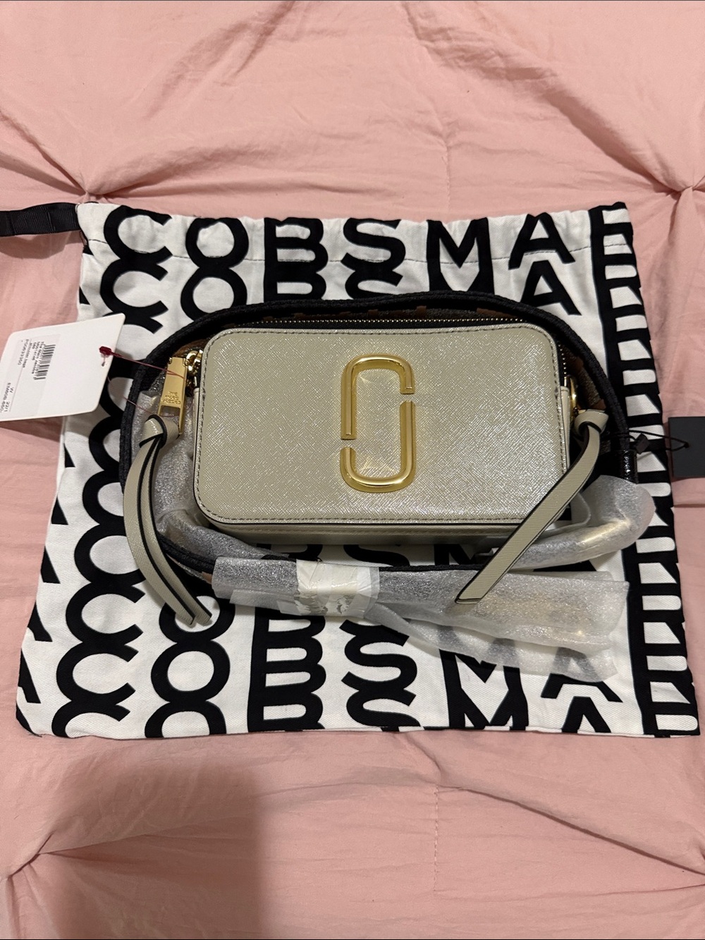 Marc Jacobs Metallic Light Gold Snapshot Crossbody Bag